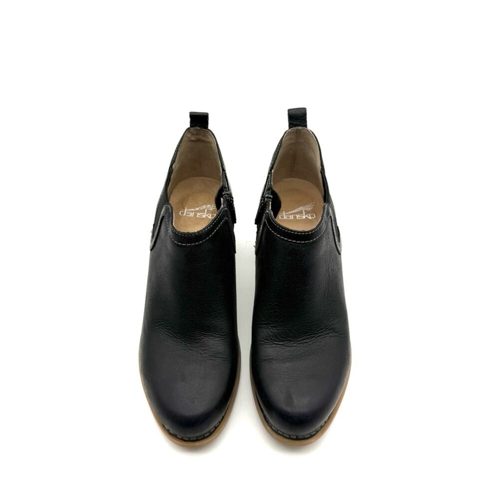 Dansko Harlene Black Leather Bootie Block Heel Ankle Boots EU 36 US 5.5-6 - Picture 13 of 14